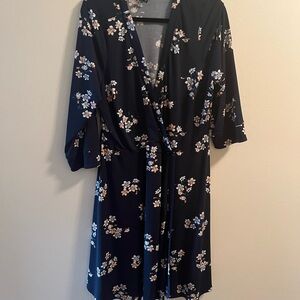 Torrid Navy Floral Faux Wrap Dress